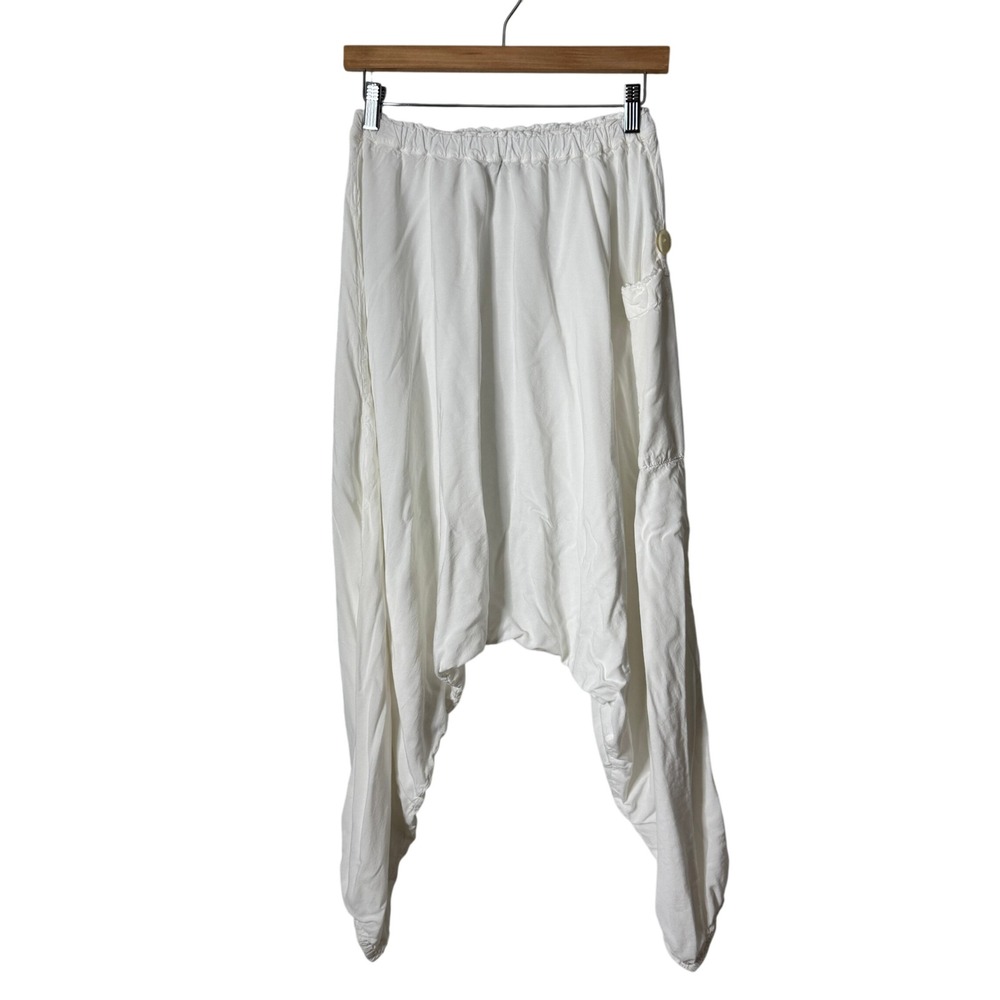 Dharma Trading Co Off White Harem Pants with Leg Pocket Boho Joggers Womens S M